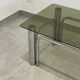 Table basse inox et verre fumé design 1970/80