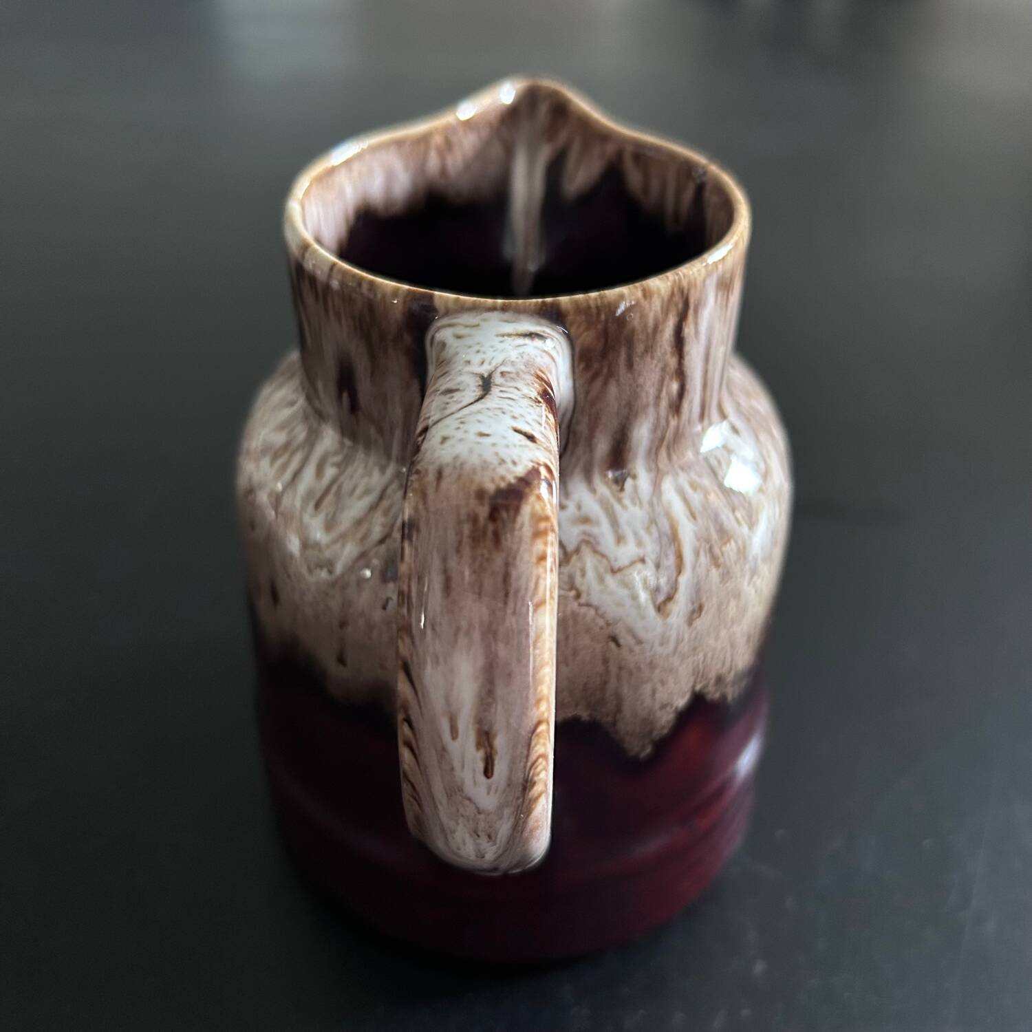 Flamed brown beige pitcher