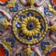 Ceiling light or rosette in enamelled ceramic from the end of the 19th century.