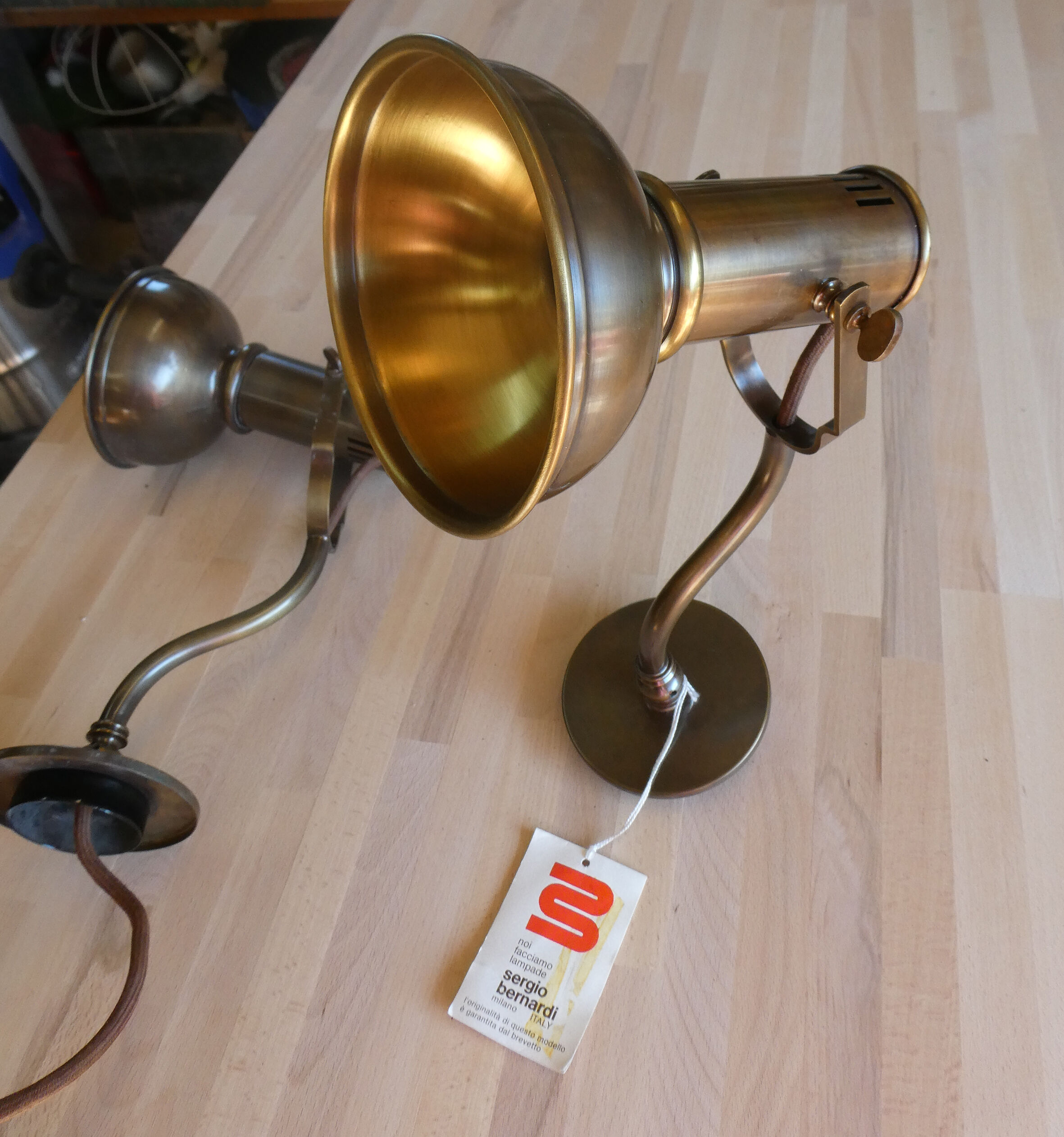 Pair of design wall lamps by Sergio Bernardi Bronze - Italy