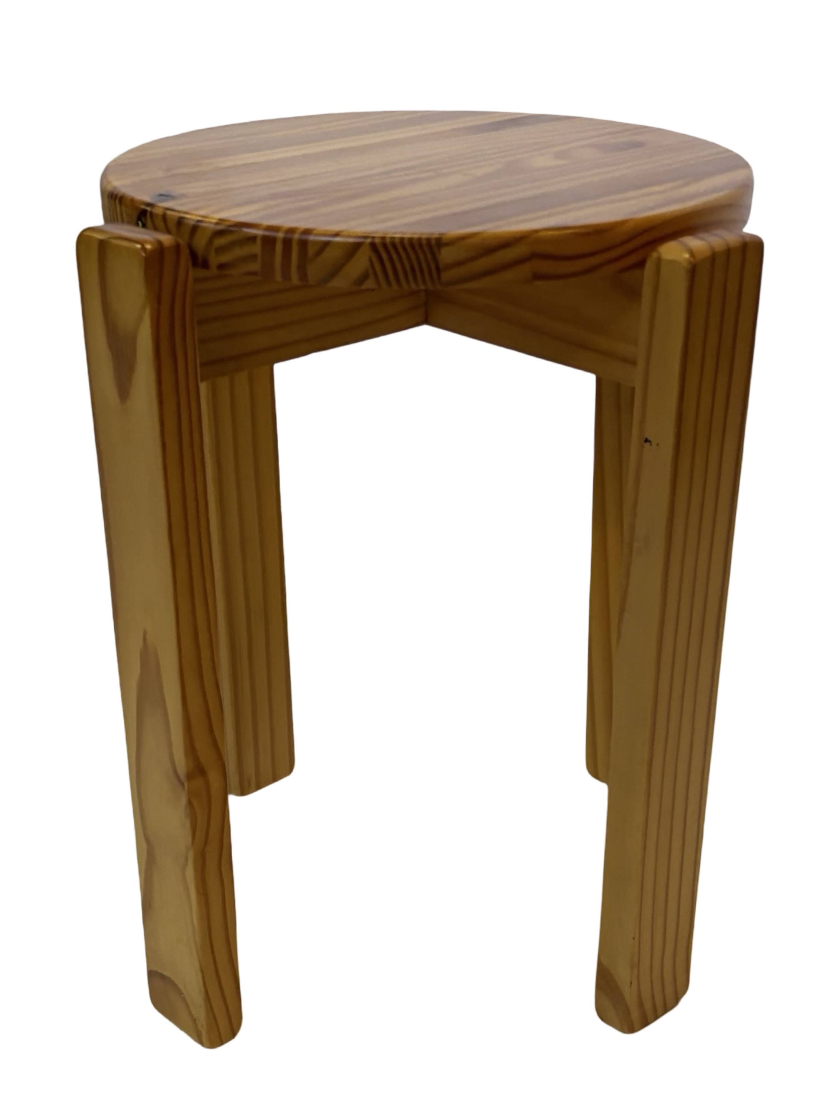 Mid century pinewood stool, minimalistic design 1960s