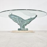 Travertine and bronzed coffee table, 1980s