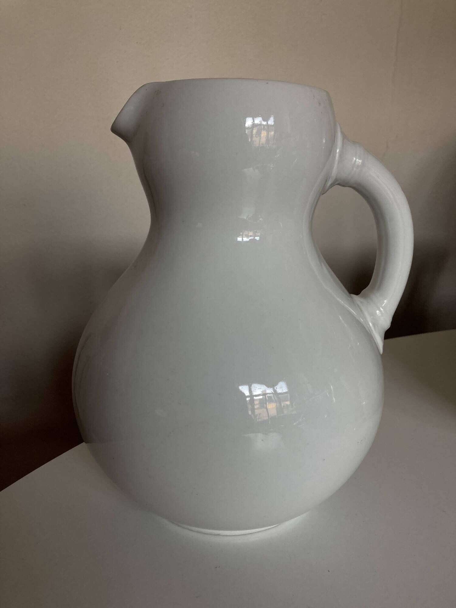 XXL white porcelain pitcher vase 19th century