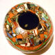 Flower spike in ball shape, glazed ceramic, signed Gerbino Vallauris.