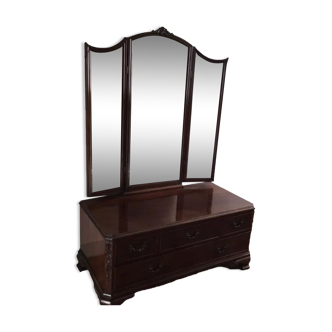 Heal's mahogany dressing table with triptych mirror