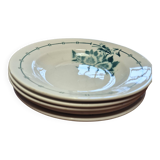 5 deep plates with green edges