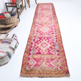 3x13 long hot pink vintage runner rug 399x81cm