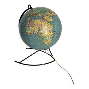 Vintage 1960 globe terrestrial world map Girard Barrère glass - 36 cm