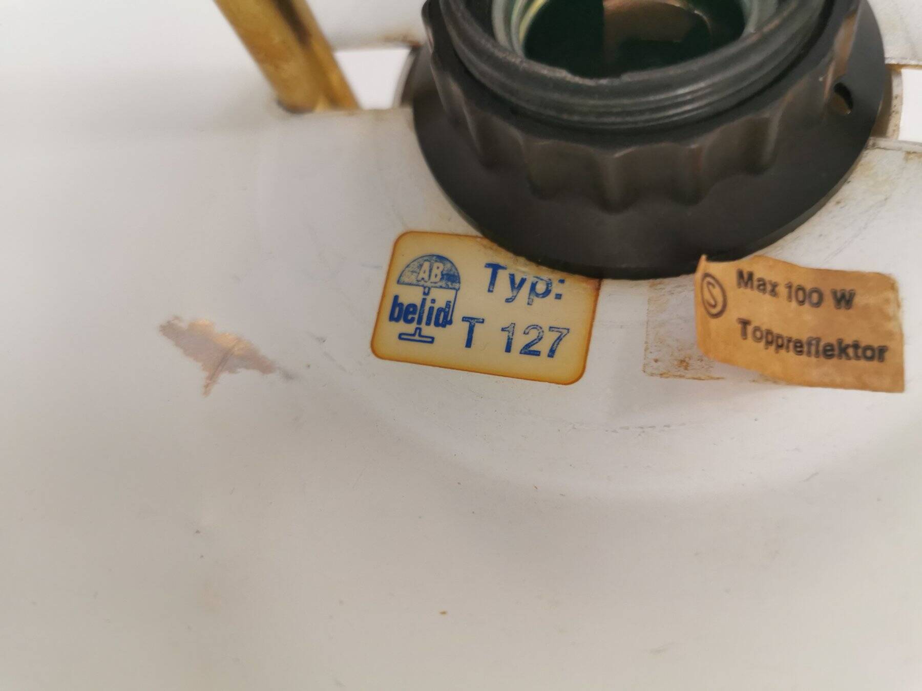 Brass-colored aluminum pendant lamp from Swedish Belid 1980s.