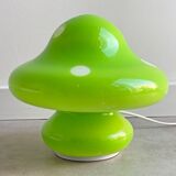 Lampe de table champignon à points blancs, verre vert