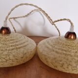 Two glass hanging lamps from clichy art deco period