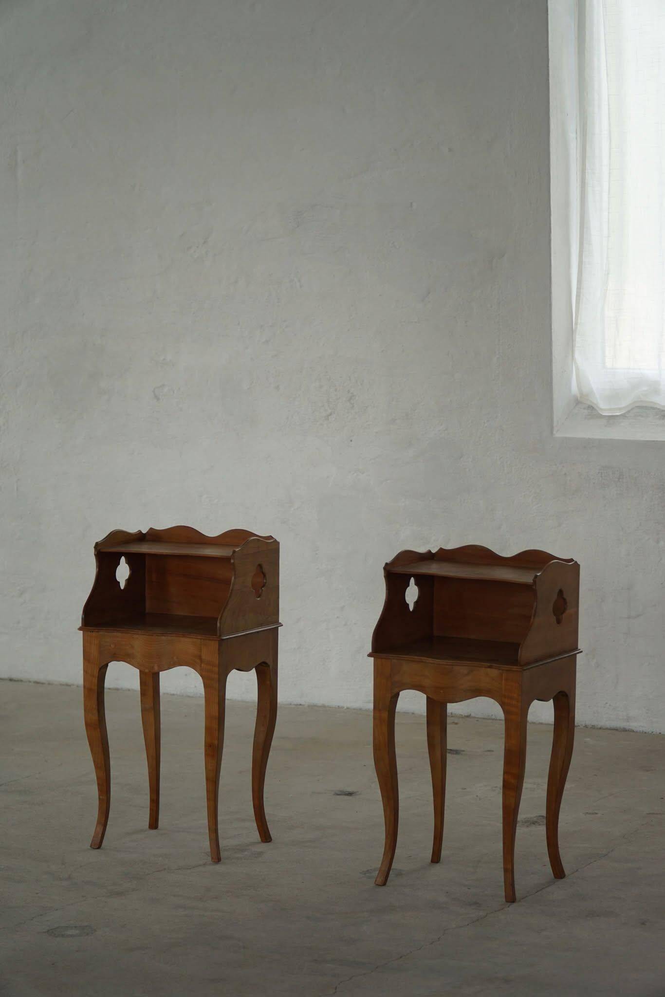 Modern Danish, An Elegant Pair of Walnut Bedside Tables, 1940s
