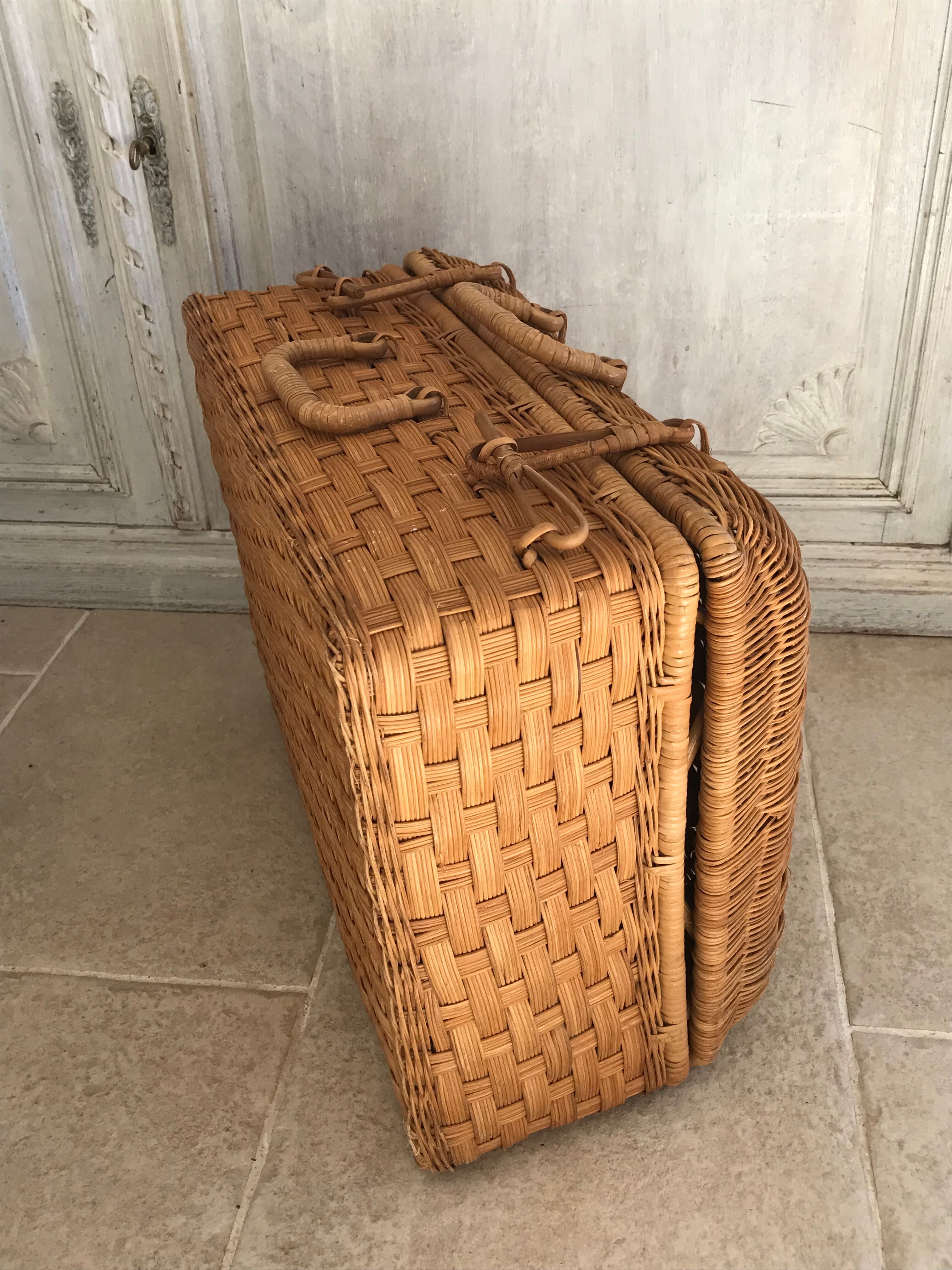 Vintage wicker suitcase
