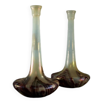 Paire de vases en verre irisé Art Nouveau WILHELM KRALIK & SOHN, ca 1910