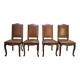 Set of 4 Louis XV style chairs in leather.