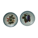 Lot de 2 assiettes en barbotine à motif fruits