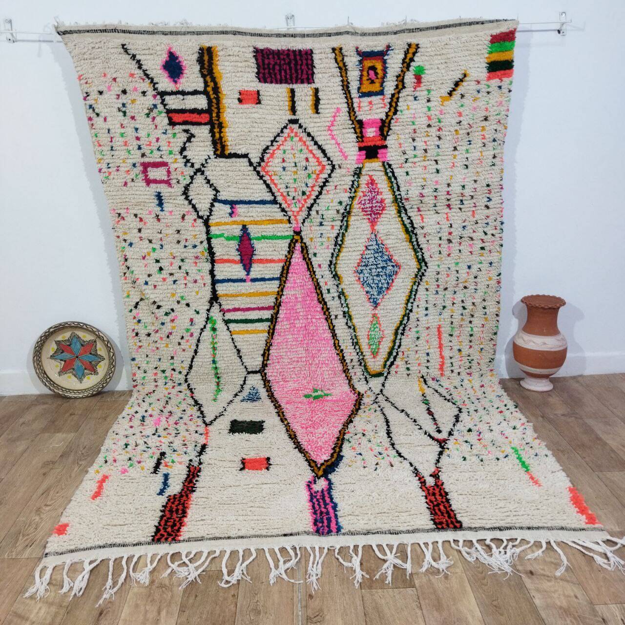 Handmade wool Berber rug 295x190 cm