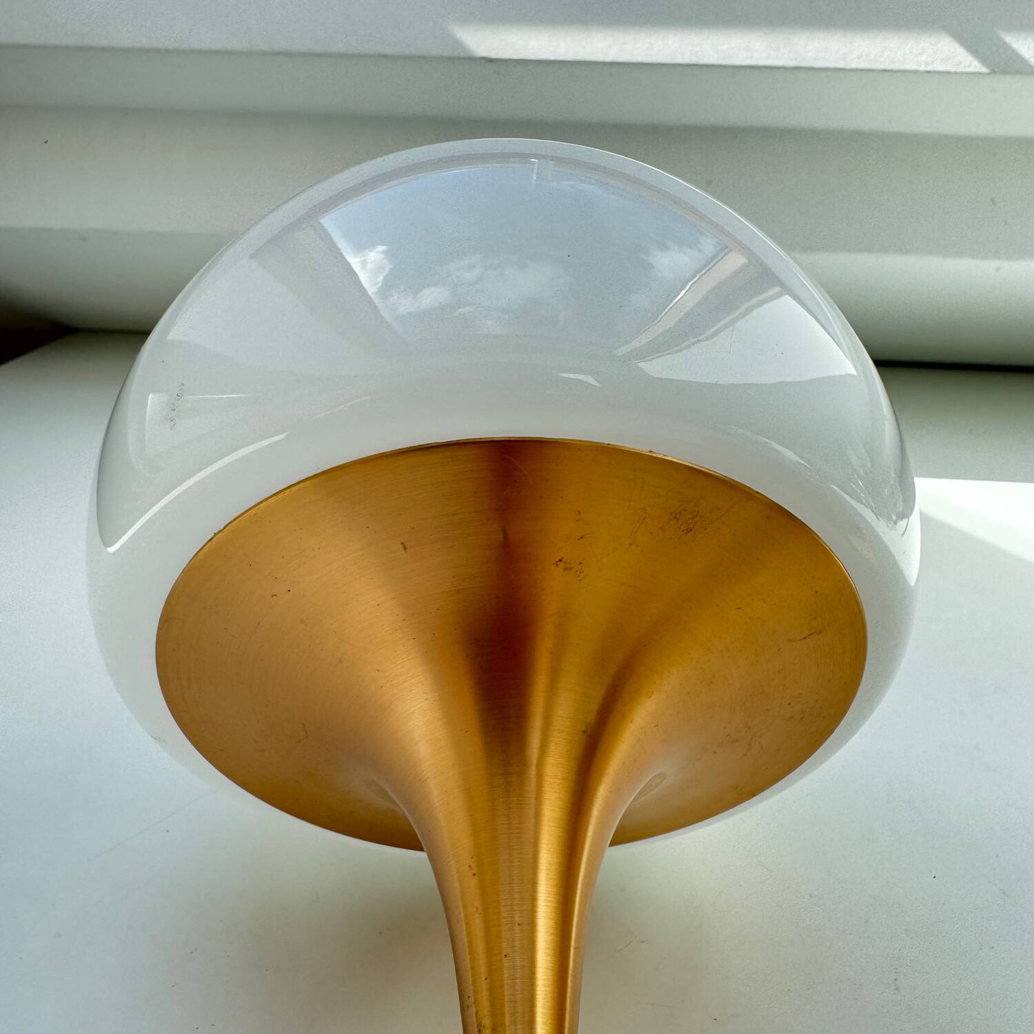 Gaetano Sciolari Vintage Brass & Opaline Glass Wall Lamp