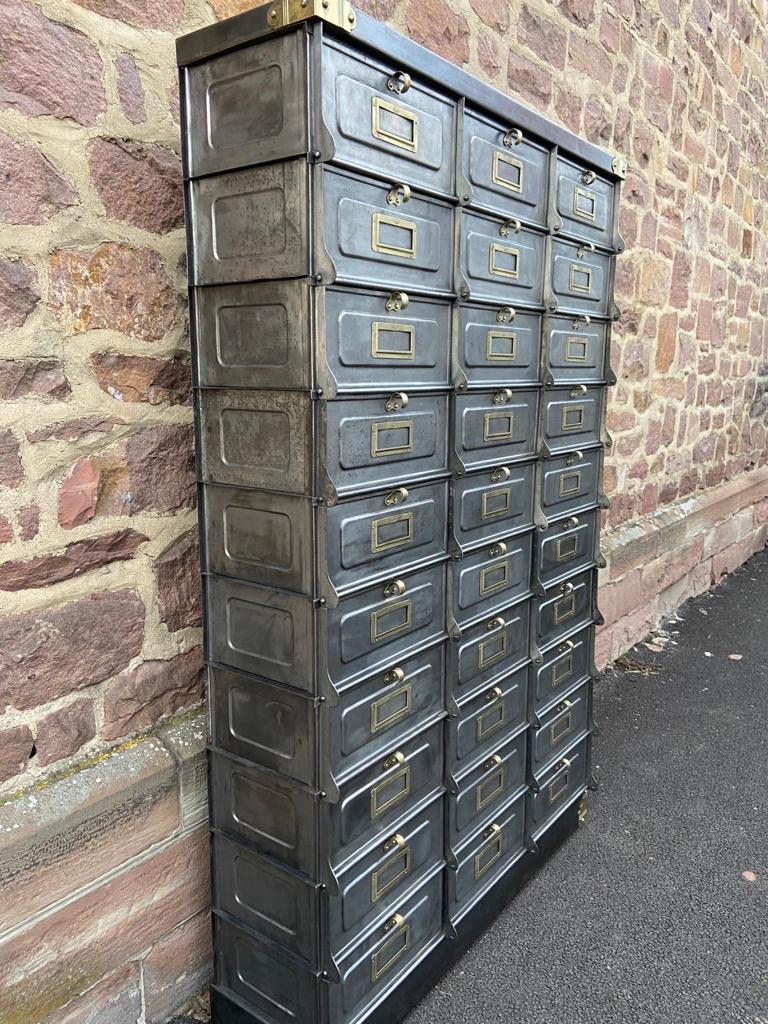 Industrial Archiving Cabinet 30 valves Strafor 1920s