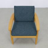Fauteuil de salon danois vintage, années 1970, rembourrage neuf