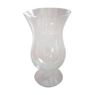 Vase, medici shape. iridescent crystal krosno. poland.