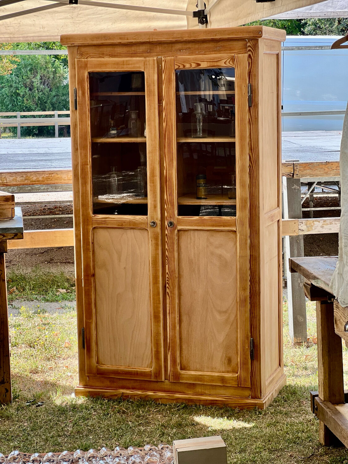 Antique pharmacy display case