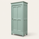 Antique Parisian wardrobe in grey-green solid pine.