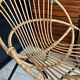 Old vintage metal foot rattan chair