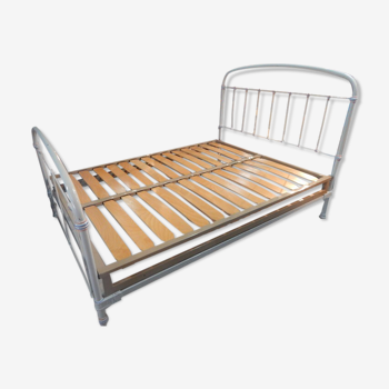 Old bed with box spring slats structure metal painted 140x190cm