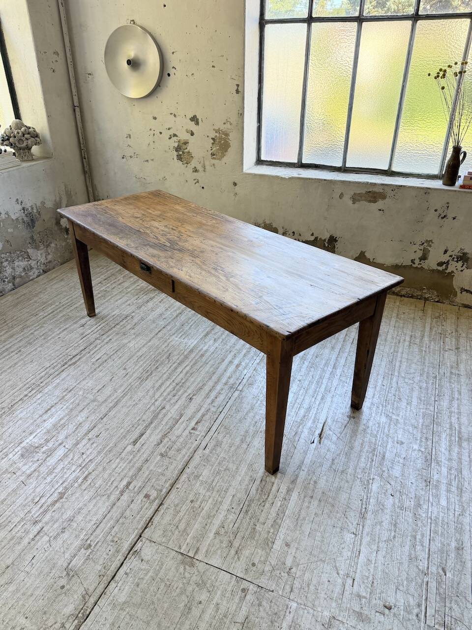 Pine and oak + walnut farmhouse table 1950