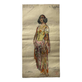 Watercolor painting charles betout (1869-1945) the egyptian french comedy