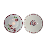 Lot de 2 assiettes tulipes, bouquet rouge grenat