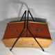 A worker sewing old wood + handle & black decoration vintage metal feet