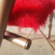 Pair of folding chairs in vintage red moumoute