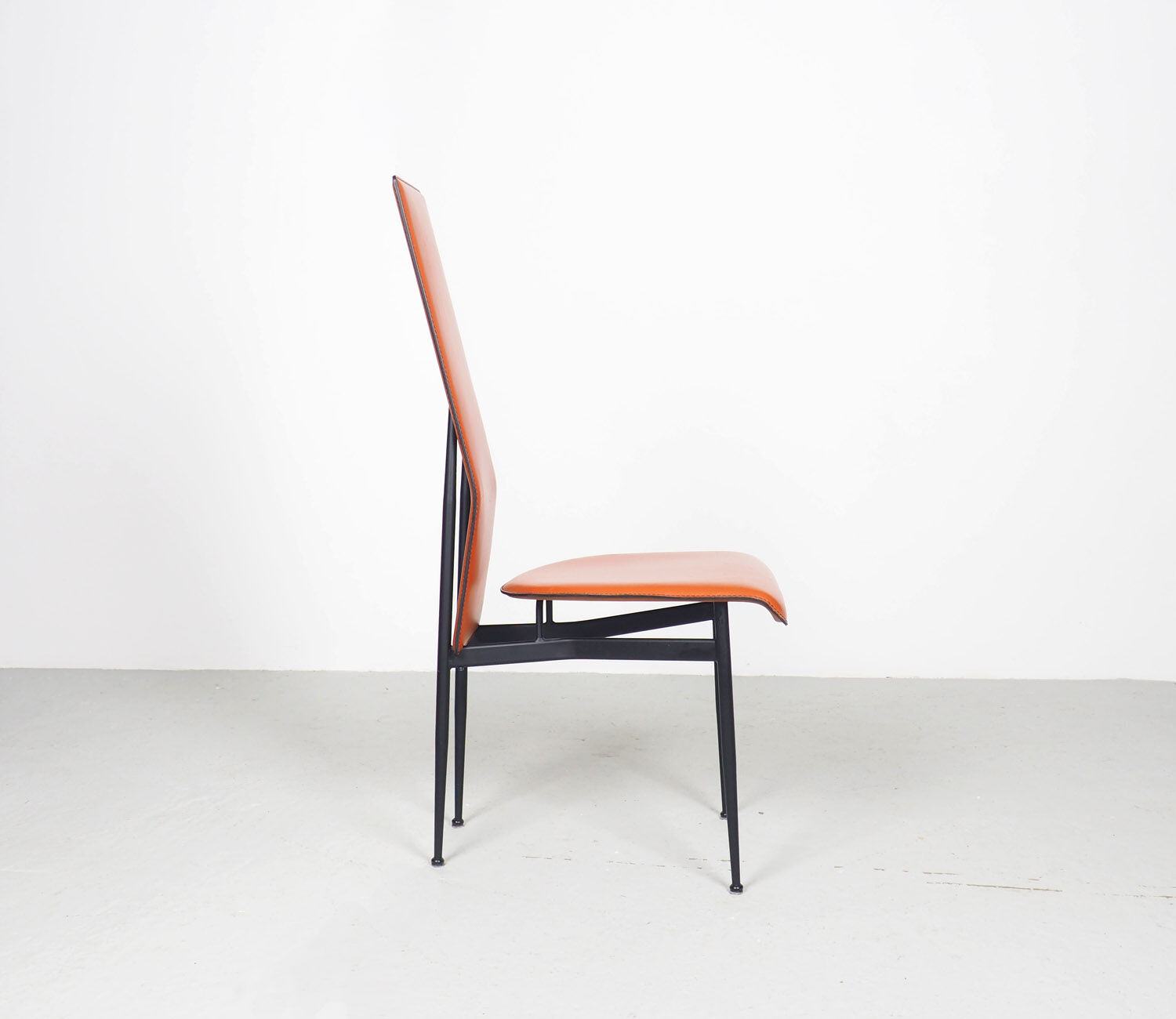 Fasem dinner chairs S44 in cognac red leather, 1990's