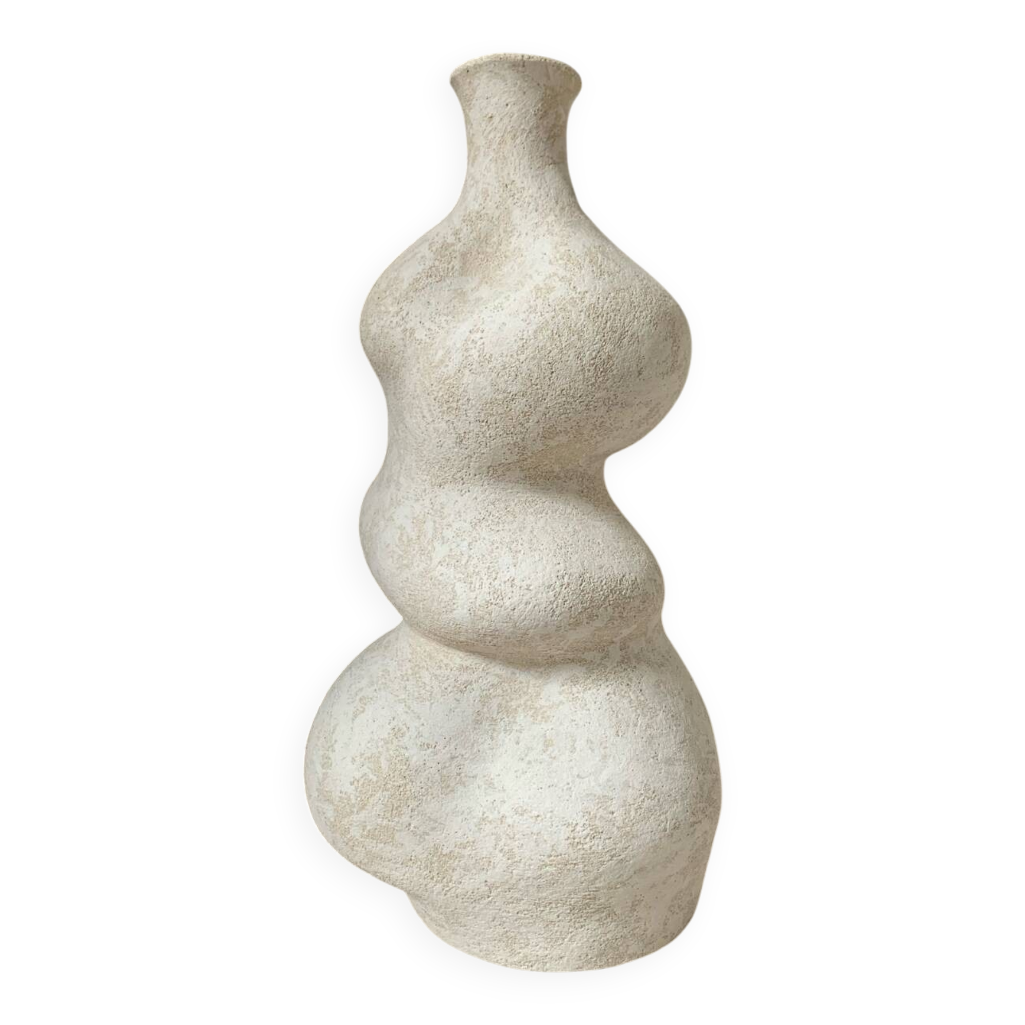 White stoneware vase in an organic shape
