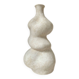 White stoneware vase in an organic shape