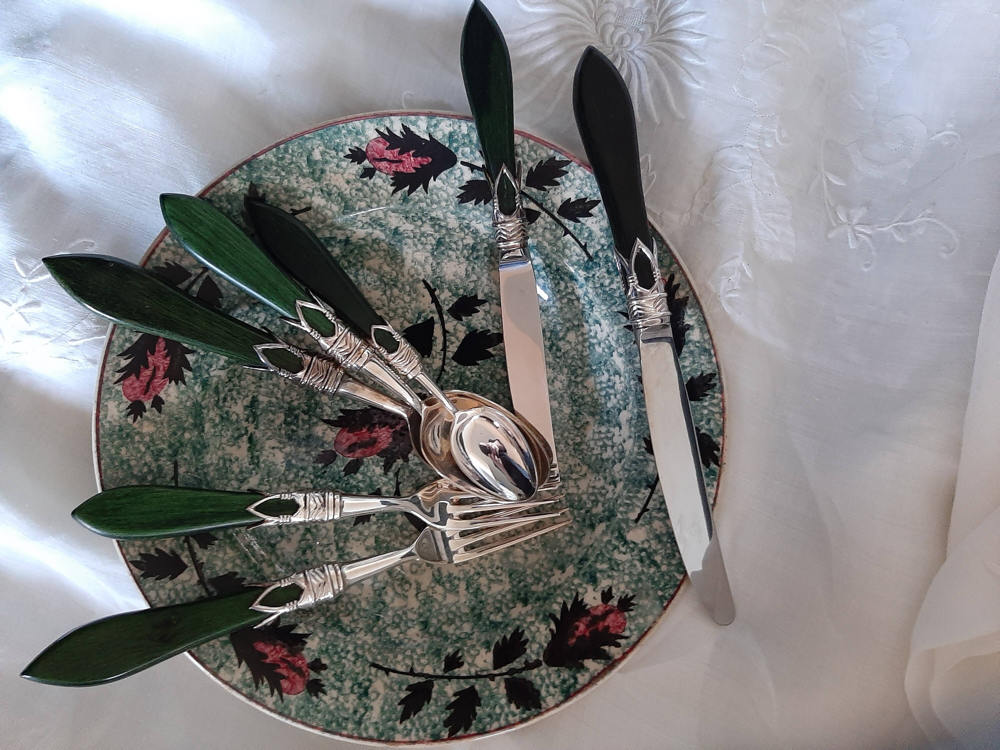 Laure Japy silver-plated metal and wood cutlery set x8