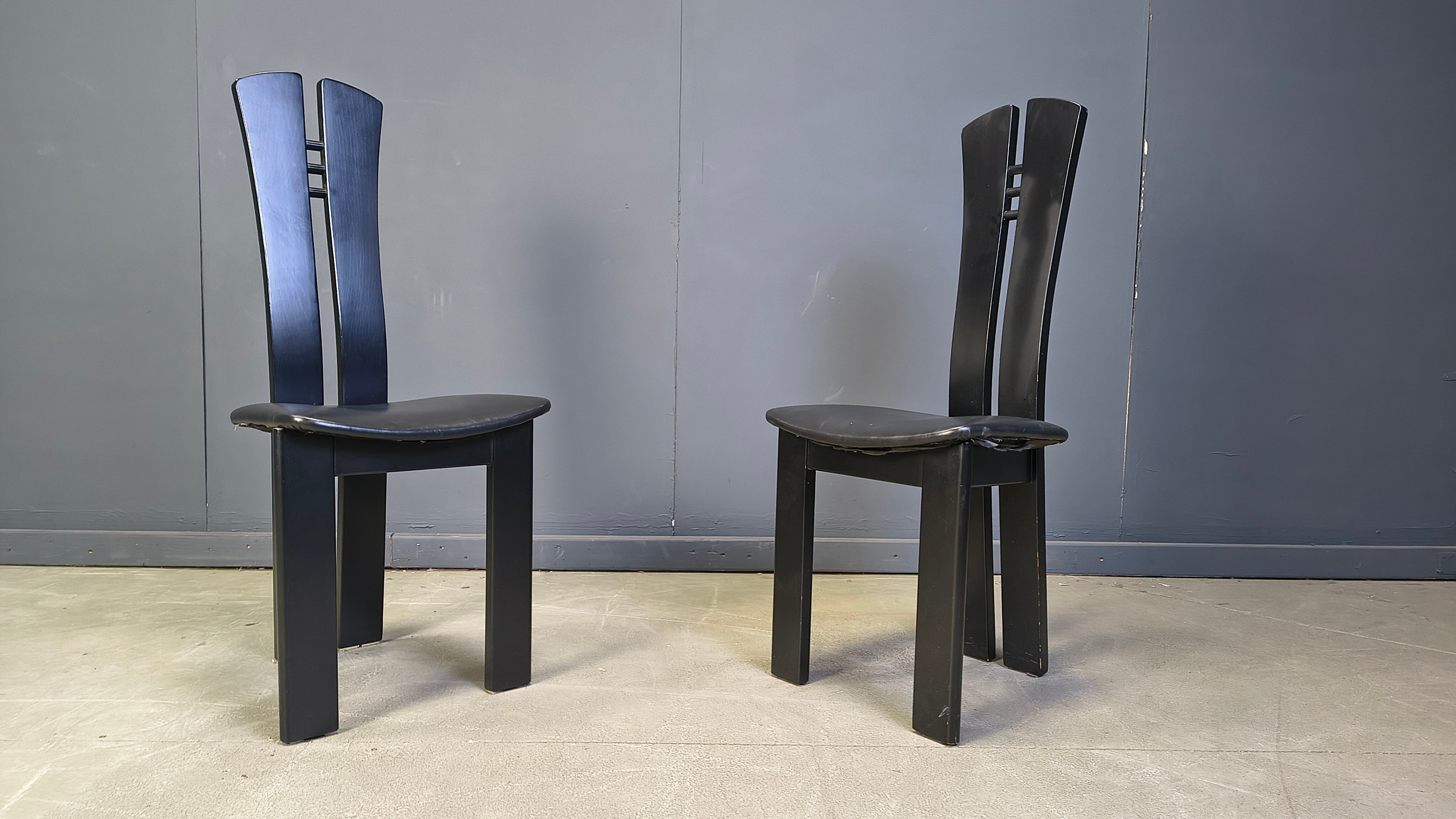 Post modern wooden dining chairs, 1980s - set of 6