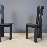 Post modern wooden dining chairs, 1980s - set of 6