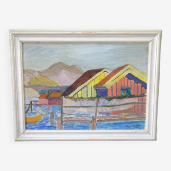 Ragnvald Magnusson, Swedish Modern Landscape, 1960, Oil on Panel, Framed