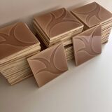 Relief tiles Desvres Mid Century Lot of 9 dark beige colours