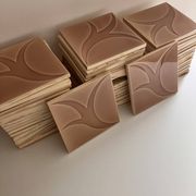 Relief tiles Desvres Mid Century Lot of 9 dark beige colours