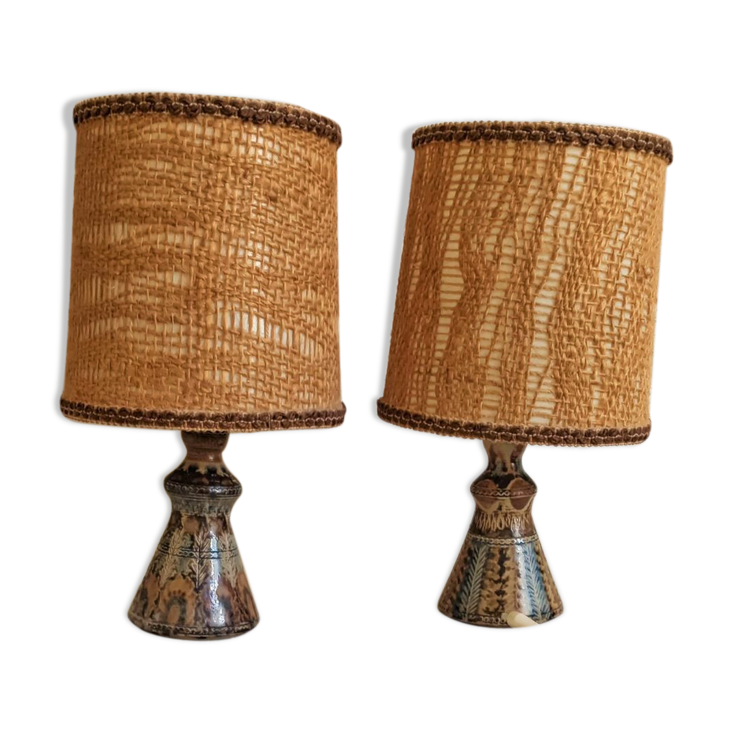 Pair of Courjault ceramic lamps
