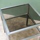 End table, chrome metal and smoked glass coffee table