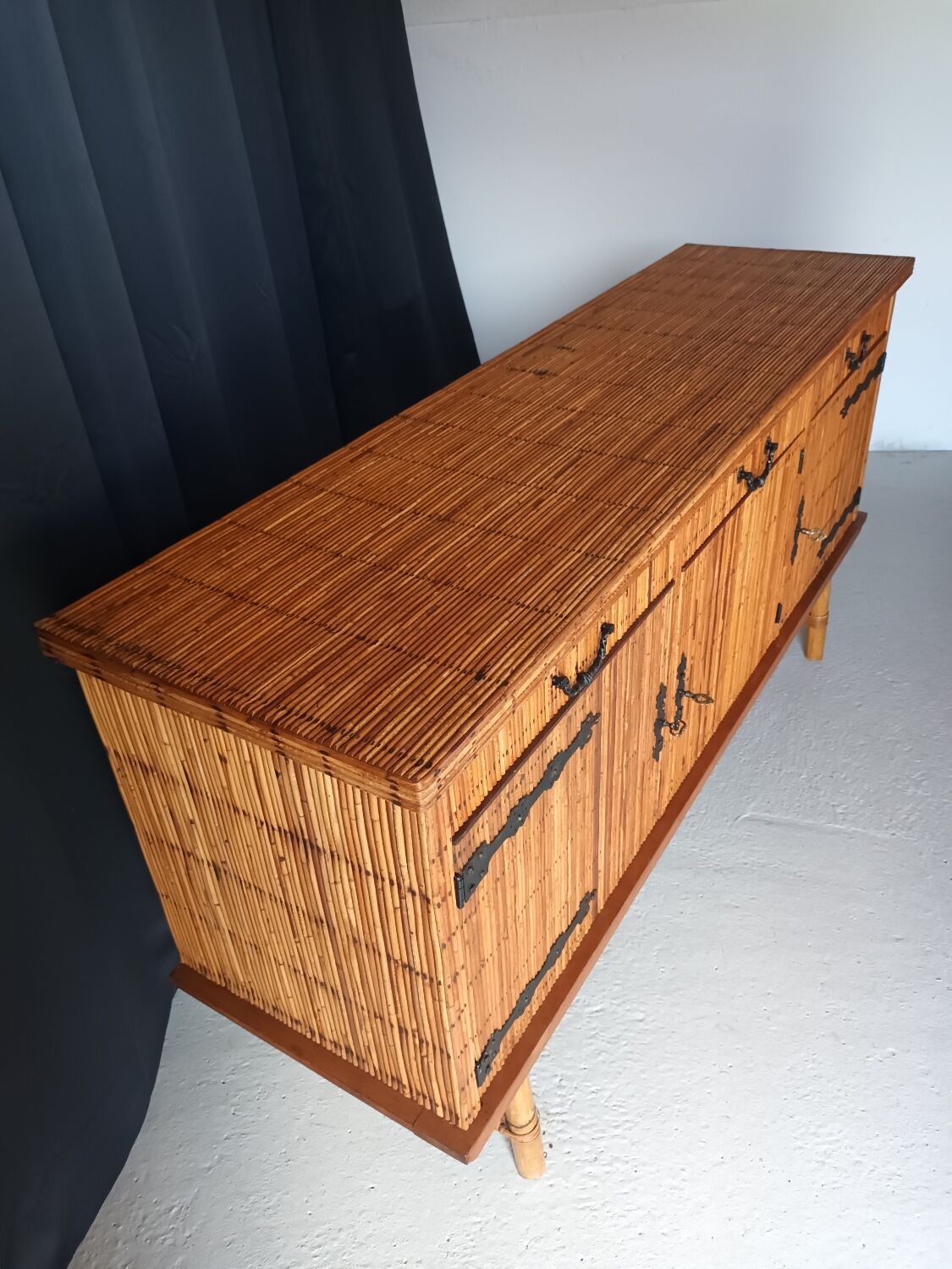 Vintage rattan sideboard