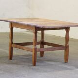 1960s mid-century brutalist Danish coffee table in oak attributed to Kjærnulf