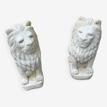 Paire de statues Roi Lion en pierre reconstituée