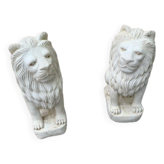 Pair of reconstructed stone Lion King statues