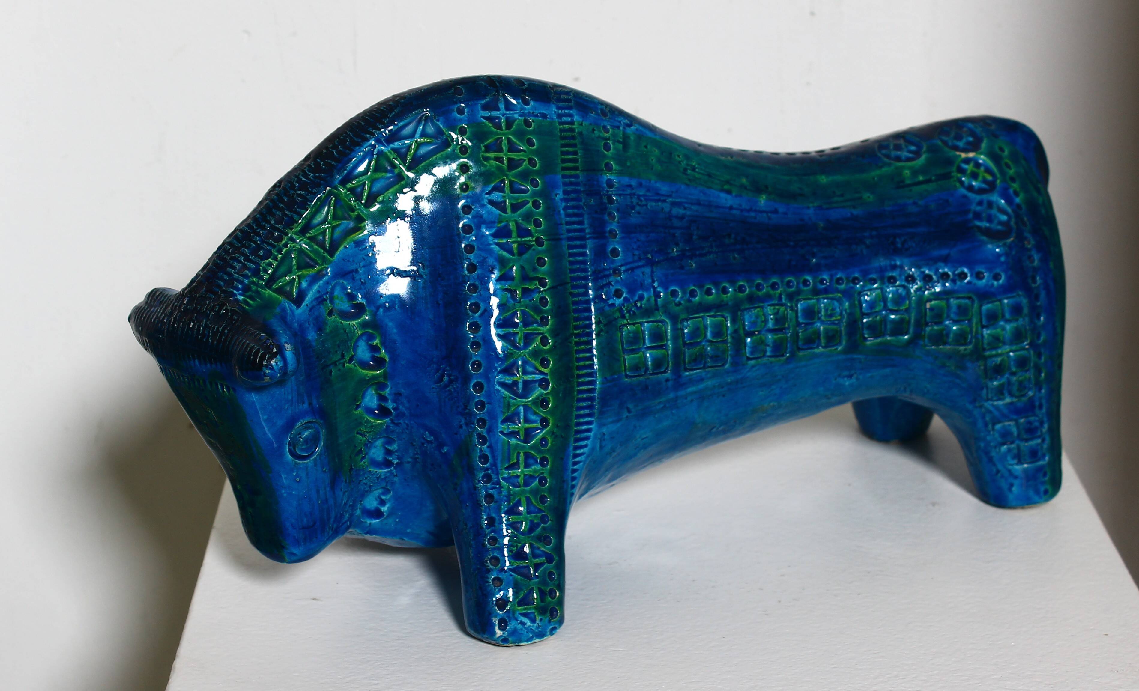 Aldo Londi Bitossi Rimini Taureau Bleu Italie, années 1960